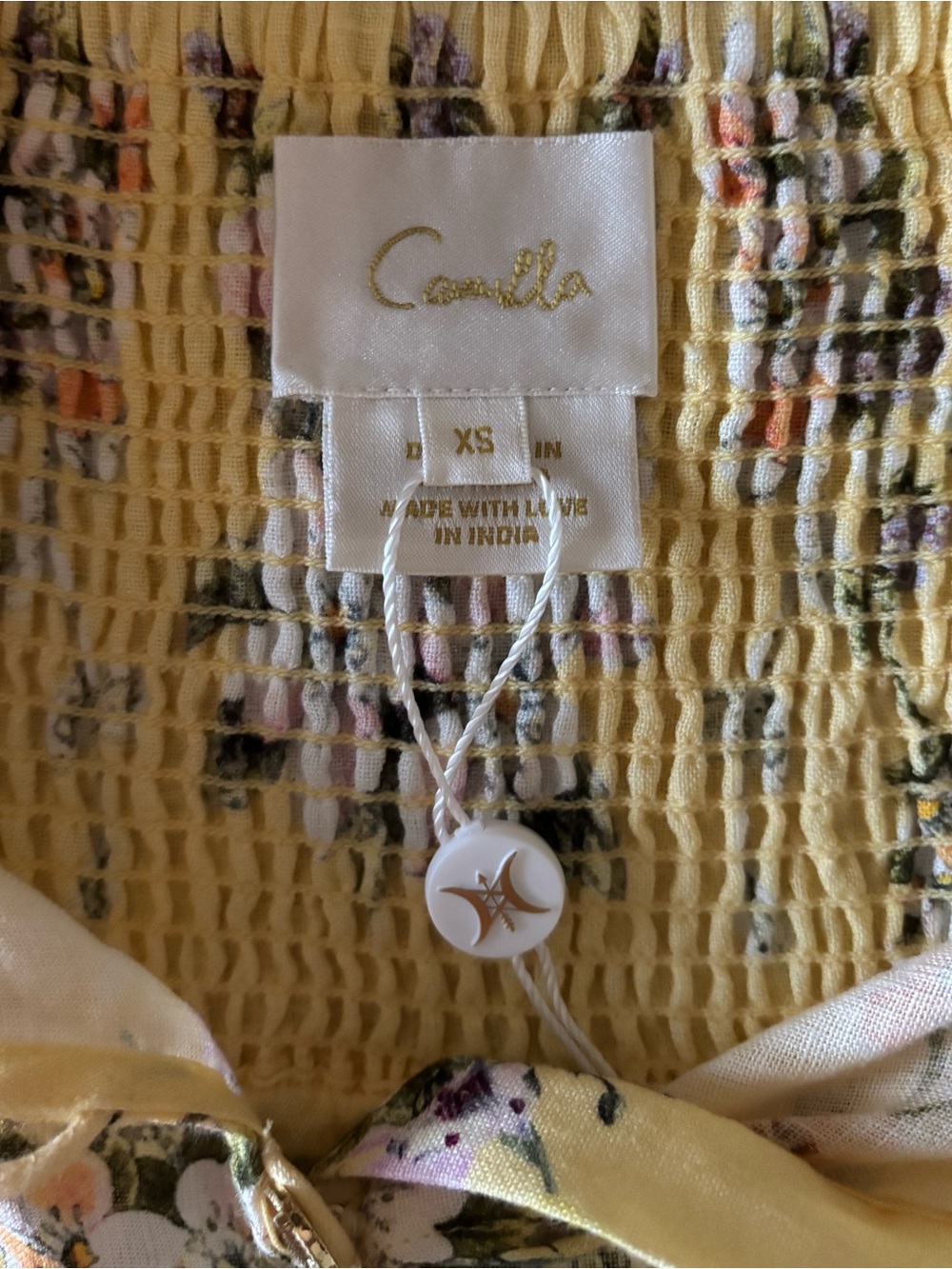 Camilla Designer Darling Buds Halter Romper Yellow and Floral 100% Linen Size XS - Picture 6 of 10